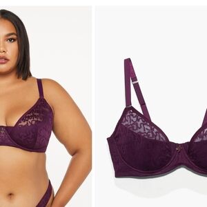 38B Savage X Fenty Deep Purple Lace Bra Tags On